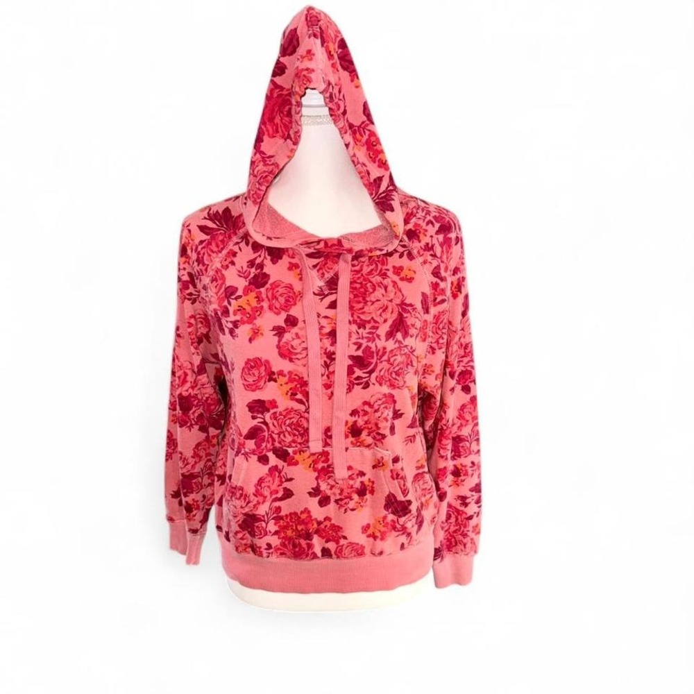 OLD NAVY HOT PINK RED FLORAL HOODIW LADIES XS